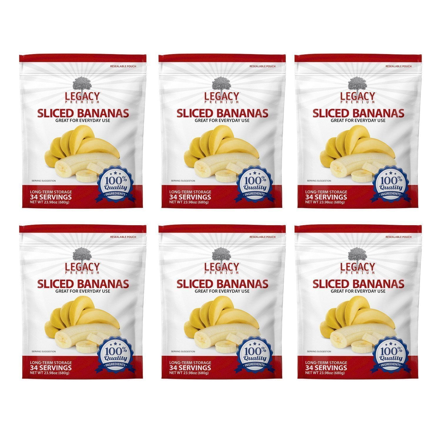 Legacy Premium Freeze Dried Sliced Bananas 6 Pouches