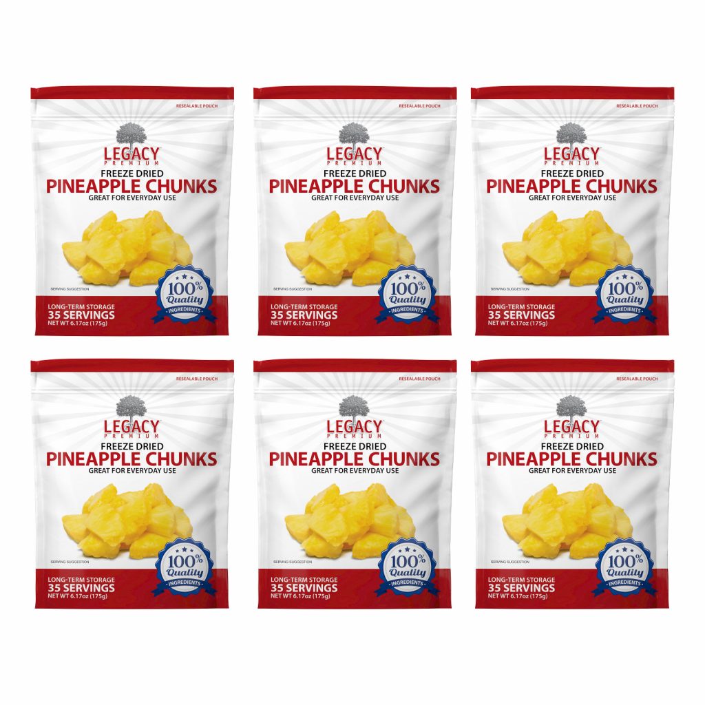 Legacy Premium Freeze Dried Pineapple Chunks 6 Pouches