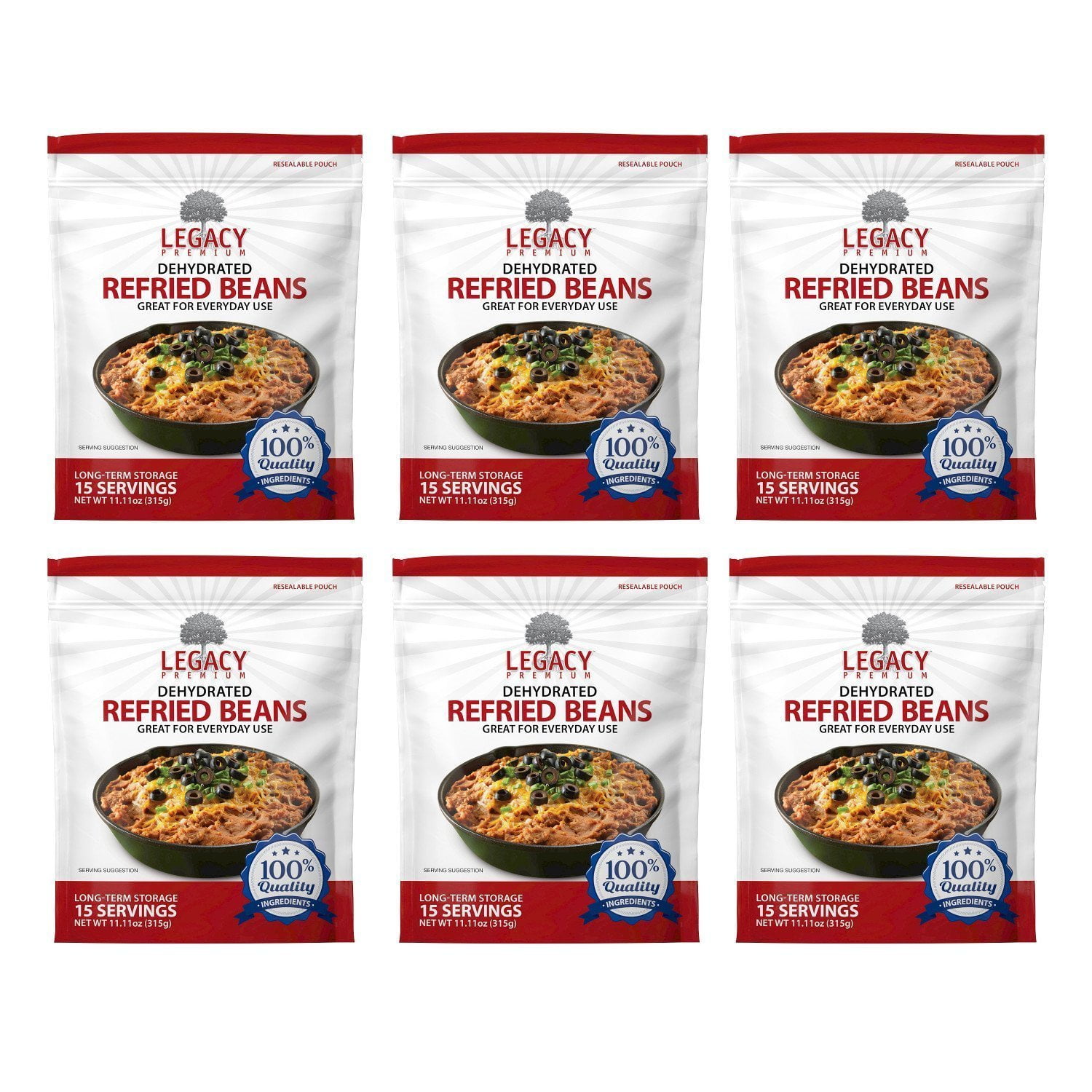 Legacy Premium Dehydrated Refried Beans 6 Pouches
