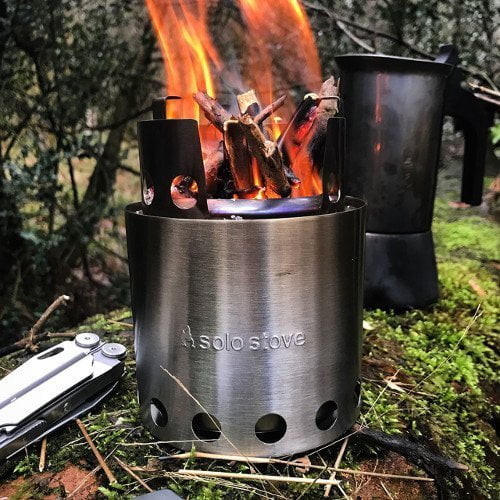 Solo Stove Titan burning up close