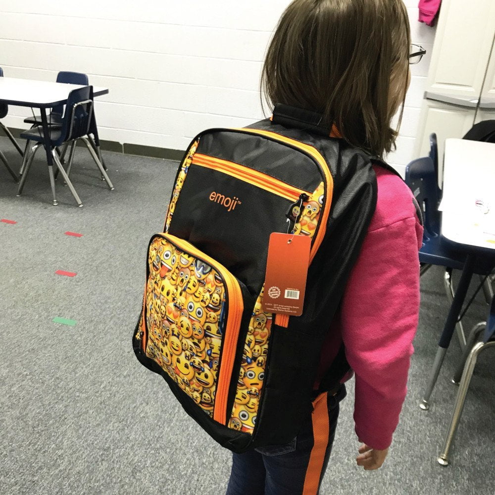 Streetwise EMOJI Bulletproof Backpack Orange on girl walking