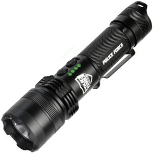 Police Force 14M Public Defender Stun Flashlight - top angle side