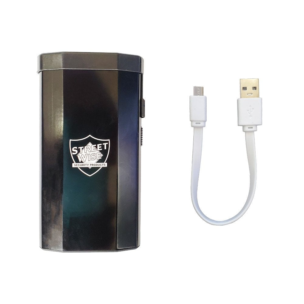 SW 28M 3-N-1 Charger Stun Gun Power Bank Flashlight w/ charging cord