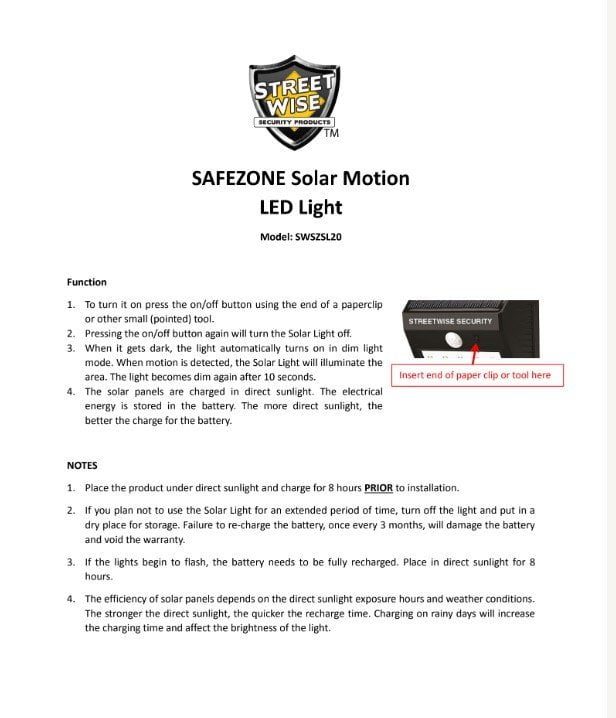 SWSZL20 Instructions Cover