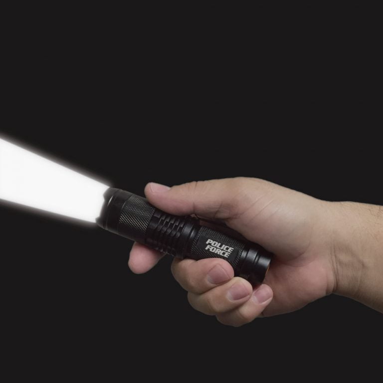 Police Force T6 LED Flashlight in hand