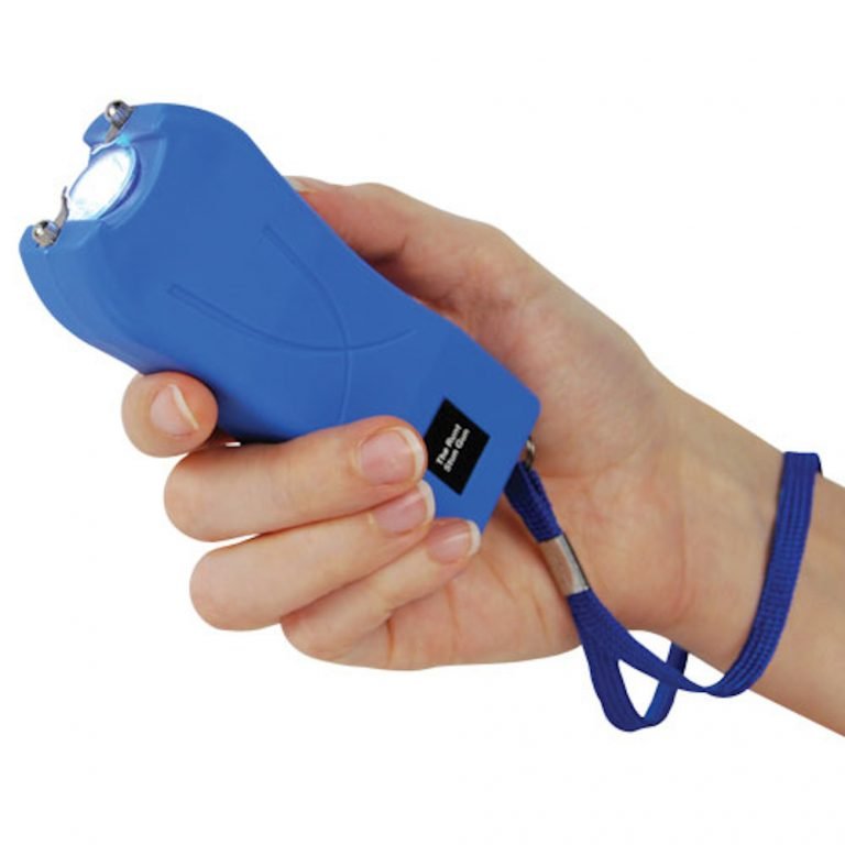 Safety Technology 80M Runt Stun Gun Blue in hand