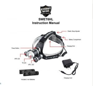 Streetwise Extreme T6 LED Headlight Instructions Cover