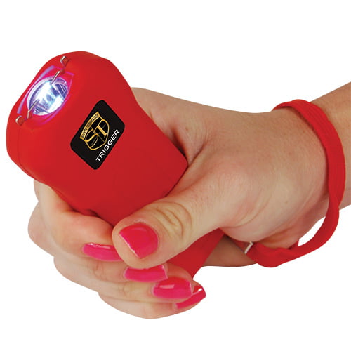 Trigger Stun Gun Flashlight Red in Hand