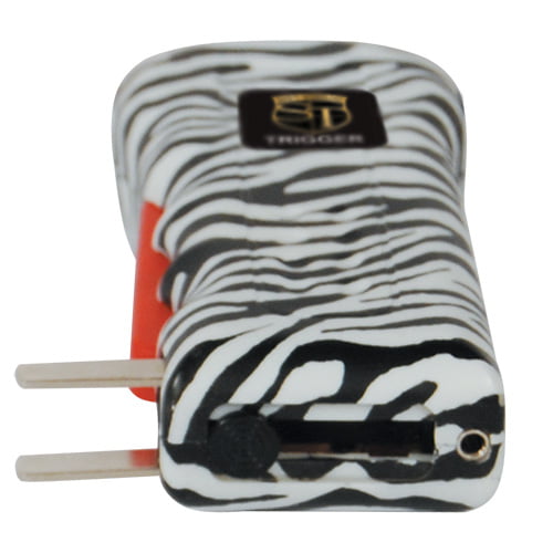 Trigger Stun Gun Flashlight Zebra Charging Prongs