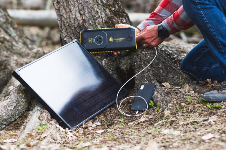 Lion Cub GO Portable Generator plugging in to solar panel