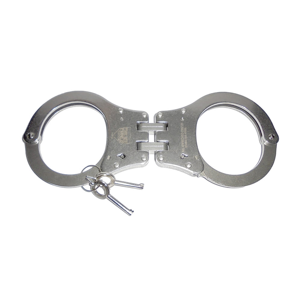 Police Force Hinged Stainless Steel NIJ Handcuffs Open w/ keys
