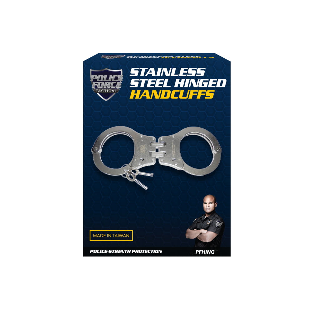 Police Force Hinged Stainless Steel NIJ Handcuffs Package