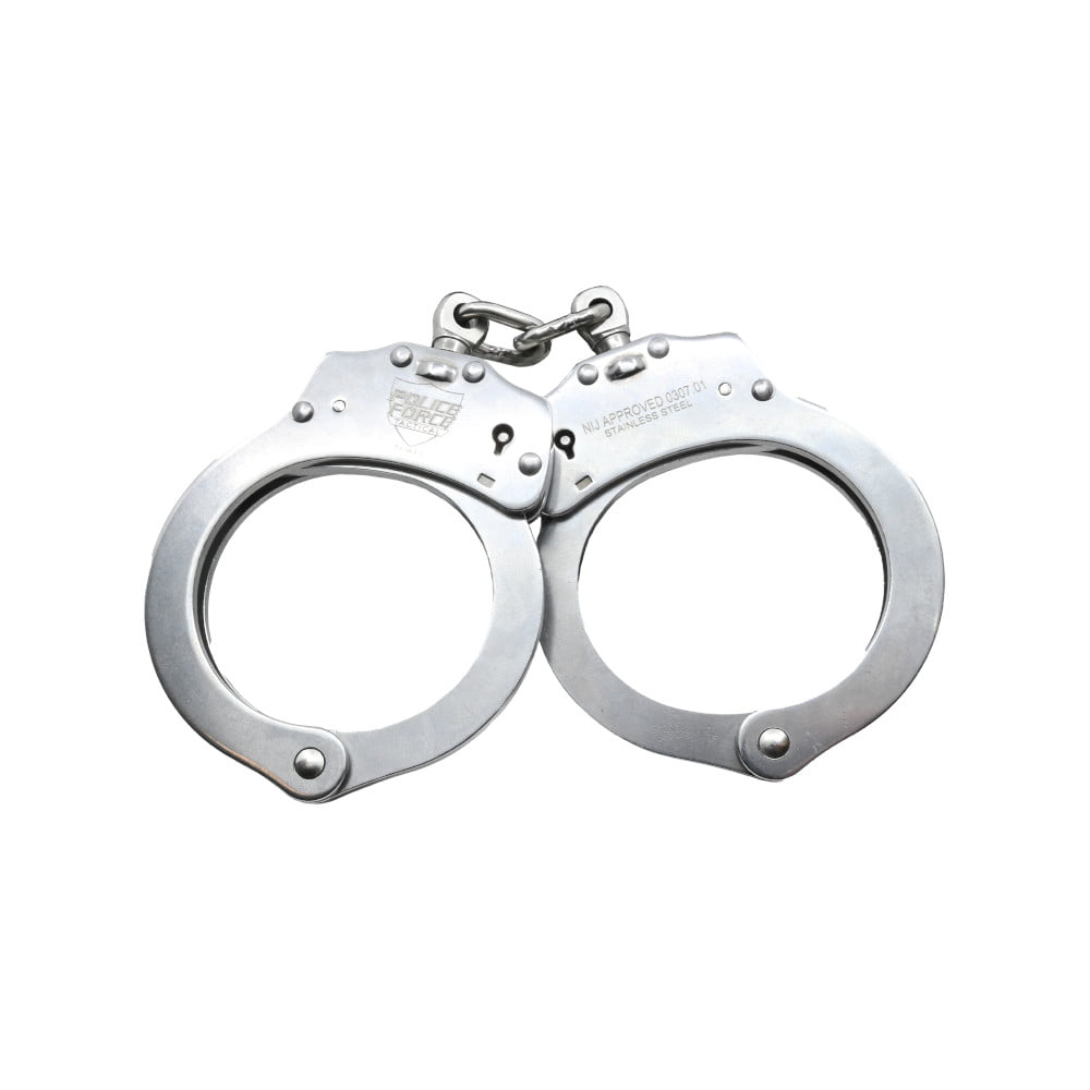 Police Force Stainless Steel NIJ Handcuffs Closed