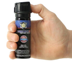 Streetwise 18 Pepper Spray 3 oz. Flip Top in hand