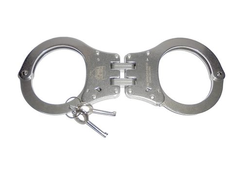 Police Force Hinged Stainless Steel NIJ Handcuffs Open w/ keys