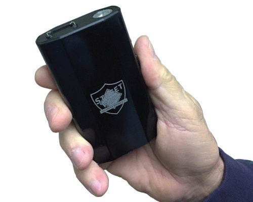 SW 28M 3-N-1 Charger Stun Gun Power Bank Flashlight in hand